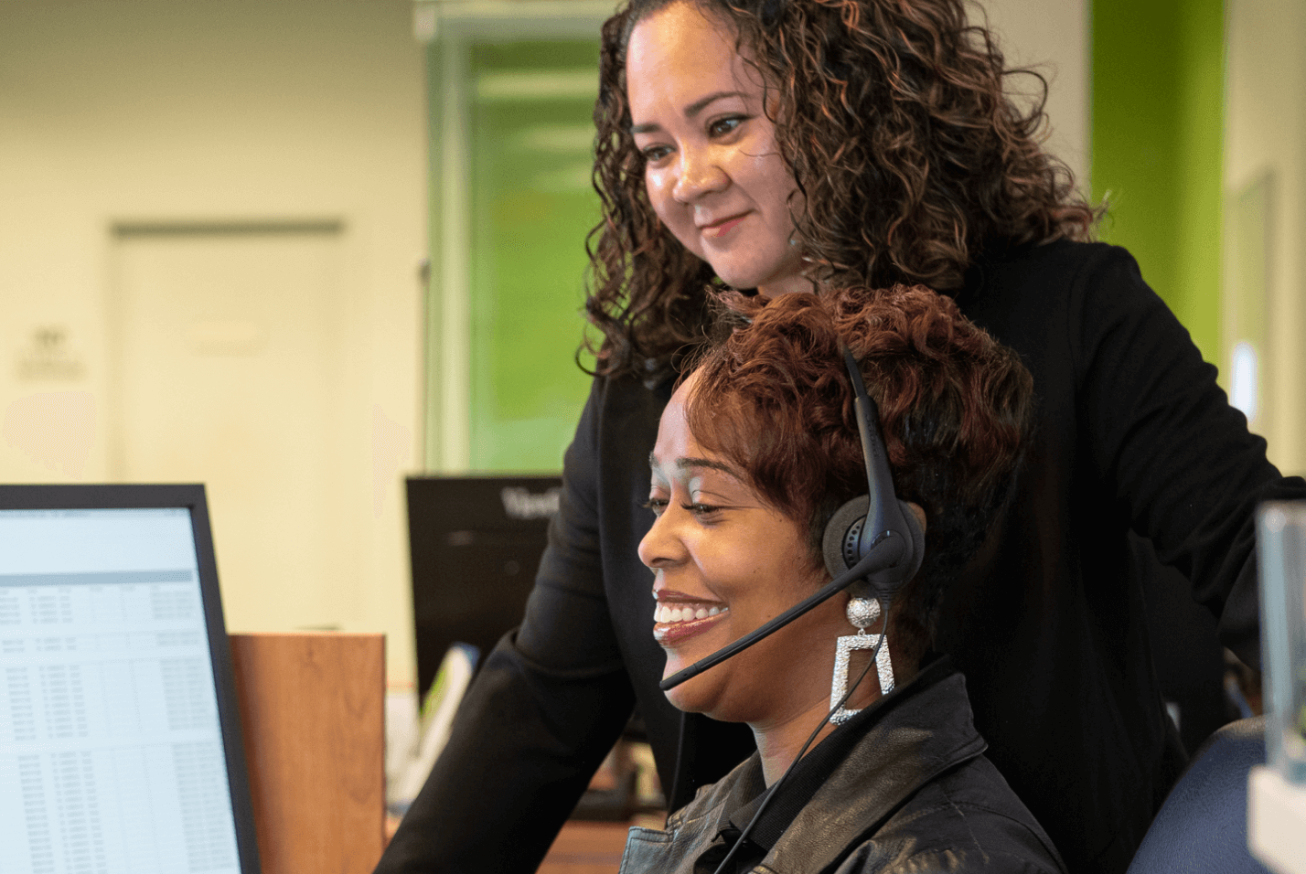 woman talking on headset